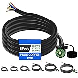 Gubrdfrsod 8 Ft 7 Pin Trailer Plug 10-14AWG 7 Way Trailer Plug Brass 7 Pin Trailer Wiring Harness Heavy Duty 7 Wire Trailer Wiring Harness Kit with Dust Cover 7 Way Trailer Wire for Rv Trailer Camper