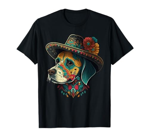 Sombrero de calavera de azúcar para perro mexicano Cinco de Mayo Camiseta