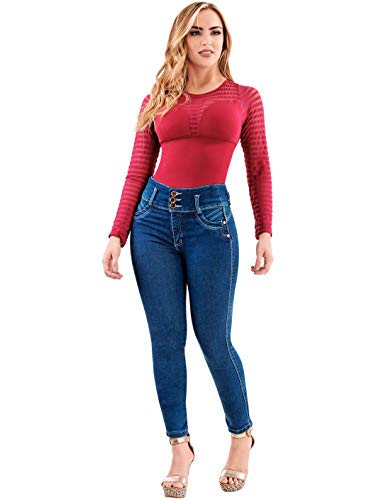 Laty Rose 2016 Jeans Colombianos Levanta Cola Blue Denim Butt Lifter Jeans  Intense Blue 3 - Thumbnail 6