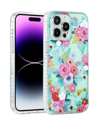 Coque iPhone 15 Pro fleur rose fine antichoc transparente élégante pour fille et femme