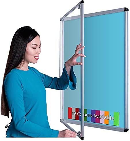 Wonderwall Classic Tamperproof Lockable Notice Board 90x60cm with 2 Matching Locks and Keys, 6 Colours to Choose from, Including (Blue)