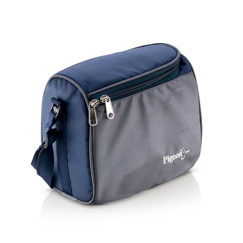 Image of Pigeon Vibe Stainless Steel Lunch Carrier Set of 3 Containers (250ml, 350ml & 500ml) with Leak Proof Lid | Insulated Lunch Bag + Glass with Lid Included | Office & School Tiffin Box