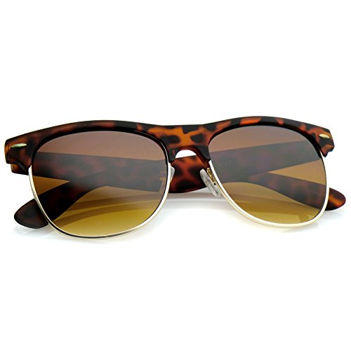 zeroUV Classic Rubber Finish Half Frame Square Lens Horn Rimmed Sunglasses 55mm4