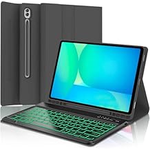 Keyboard Case for Samsung Galaxy Tab S10 FE / S10 Lite 10.9 Inches, S7/ S8/ S9/ S9 FE 11" Smart Backlit Case Keyboard with Pen Holder Black