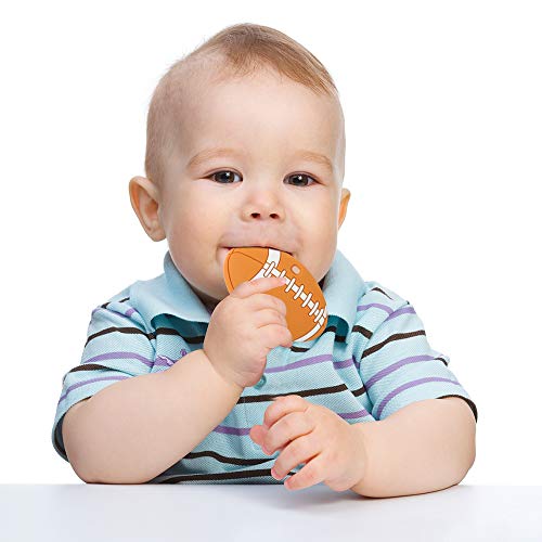 AmazingM Sports Ball Series Baby Teething Toys,Food Grade Silicone Chew Teether for 3 Months+ Infant Boy and Girl,Toddler Sensory Chewing Teether,BPA Free (American Football)