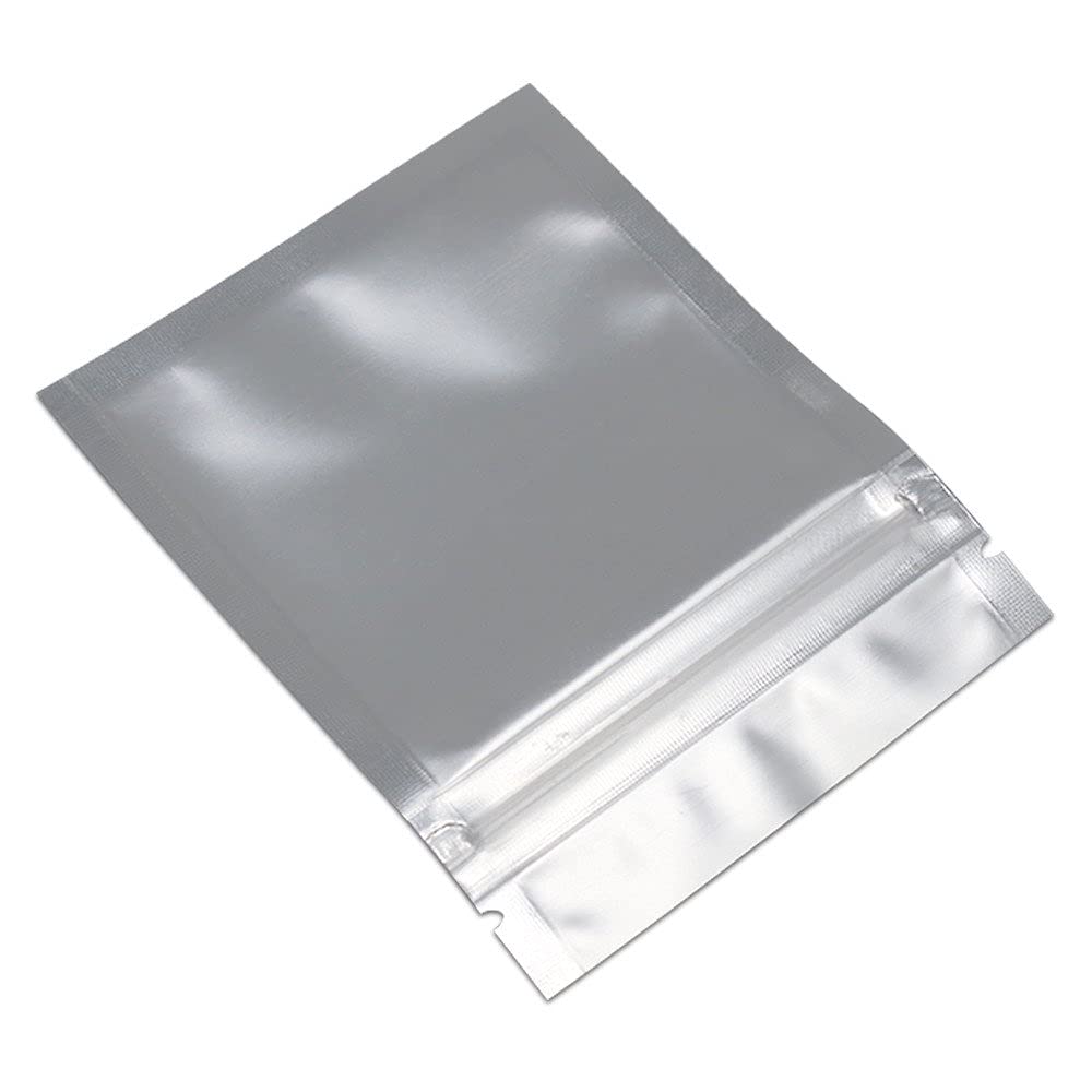 PABCK 100 Pack 4x5 Inch(Inside Size 3.5x3.9 Inch) Glossy Black Front Window Resealable Foil Zipper Lock Pouch For Zip Reclosable Lock Food Storage Bags Heat Seal Pouch Airtight Edible Grocery Pack