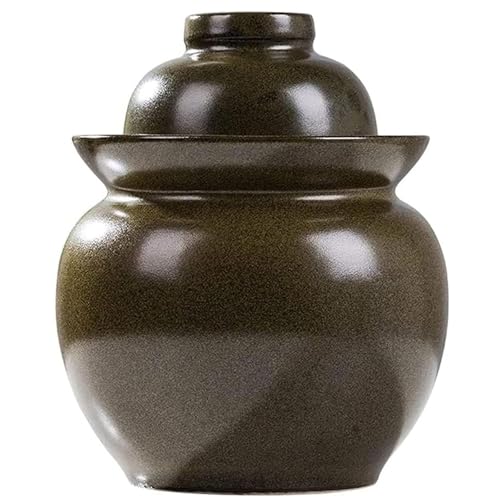 DECORN Recipiente de fermentación de cerámica Recipientes sellados con Tapa para almacenar Alimentos Recipiente de Boca Ancha para encurtidos de chucrut, Verduras y Otros Alimentos fermentados,5L