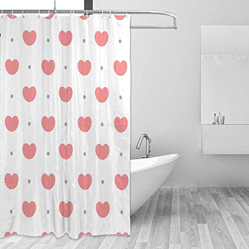 Rideau de douche polyester cœurs rose CHEHONG 152x183 cm étanche lavable - 5