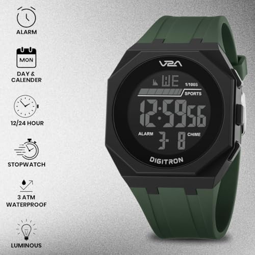Image of V2A Digitron 3009 Digital Sports Watch for Men & Boys | Big Dial, Alarm, Stopwatch, 12 /24H | LED Luminous Display | 3 ATM Water Resistant Training | Gifts for Men & Boys