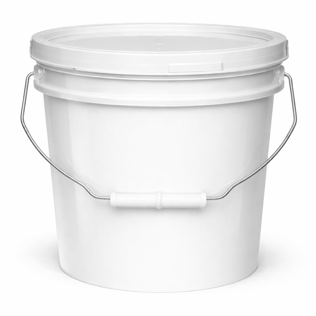 MKS Plastics White 2-Gallon Heavy-Duty Bucket with Airtight Lid, 1-Pack