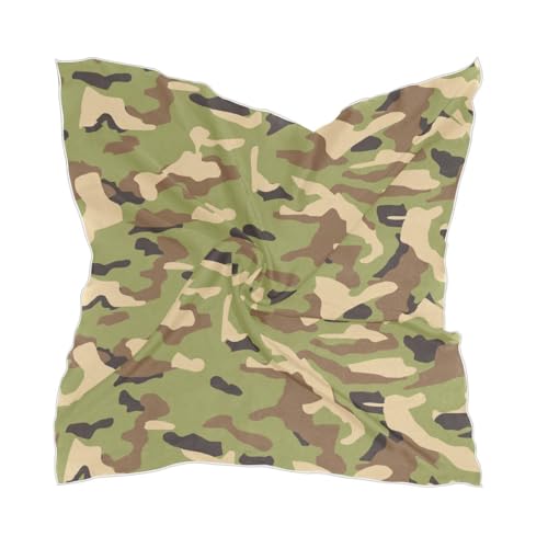 MUCEXQ Green Camouflage Women's Fashion Silk Scarf,Square Satin Headscarf Novelty Neck Scarf Hair Wraps