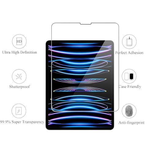 Image of Ailun 2 Pack Screen Protector for iPad Pro 12.9 Inch Display [2022 & 2021 & 2020 & 2018 Release] Tempered Glass [Face ID & Apple Pencil Compatible] Ultra Sensitive Case Friendly