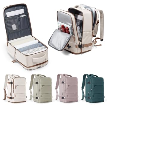WEPLAN Mochila Viaje Cabina Avion 40x20x25 Ryanair Equipaje de Mano Mochila Avion Travel Backpack Mochilas Viaje Hombre Mujer Portatil Maletas Bolsas de Cabina con Compartimento Zapatos,Beige Marrón