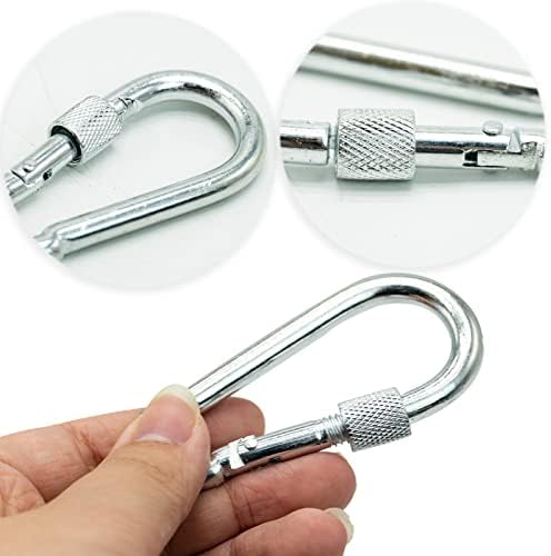 M8 Safe Lock Carabiner Clip, Heavy Duty 304 Stainless Steel Snap Hook Carabiner Hook for Outdoor Climbing Hiking Camping Fishing Boats Backpacks Chains Hanging Swing Hammock
