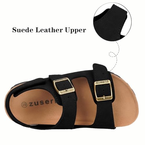 Image of ZUSERIS Kids Toddler Sandals Boys Girls Cork Footbed Sandal Comfort Double Buckle Slip On Slippers with Adjustable Back Strap