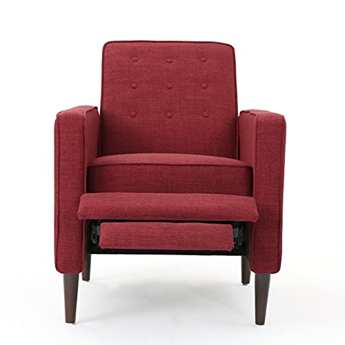 Gdfstudio Mason Mid-Century Modern Tuft Back Recliner (Qty Of 1, Fabric/Red). #TOP4