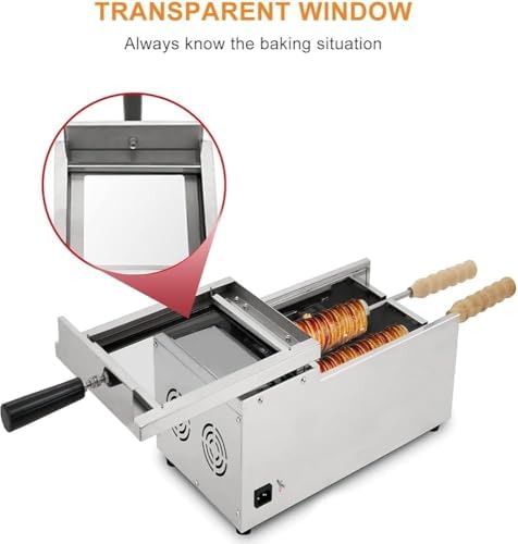 Versatile Commercial Electric Chimney Cake Oven - 2 Stainless Steel Bars for Baking Delicious Chimney Cakes & Cake Pops - Ideal 220V Cake Maker for Home & Professional Use