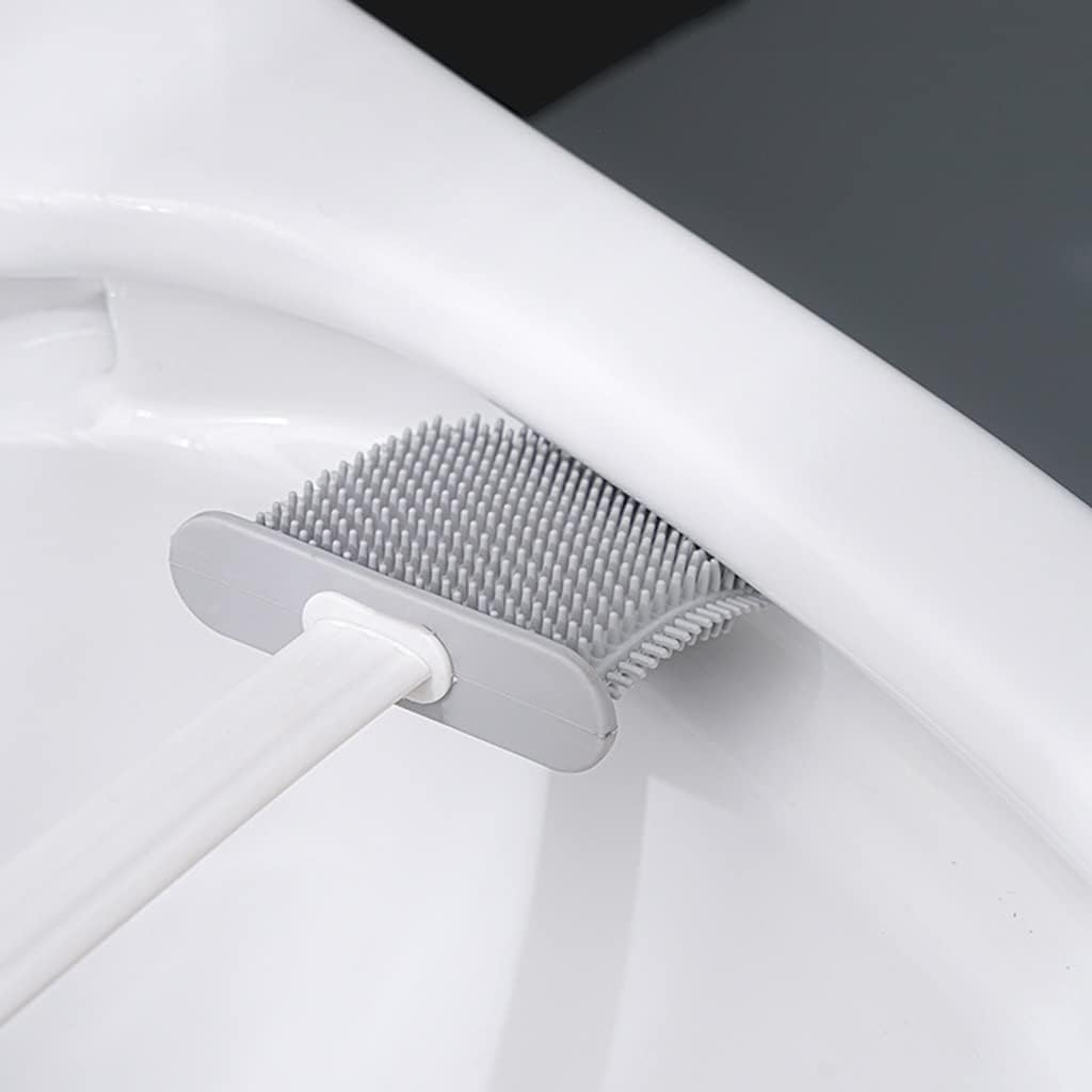 Toilet Brush Holder Toilet Brush Holder Household Wall-mounted Toilet Cleaning Brush Bathroom Long Handle Cleaning Brushs Modern Durable Toilet Bowl Brush Set Toilet Brush Holders(Gris)