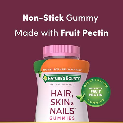 Nature's Bounty Optimal Solutions Hair, Skin and Nails Collagen Pectin Gummies, 100 mg Collagen and 2,500 mcg Biotin Per Serving, No Stick Gummy, Tropical Citrus Flavor, 200 ct, 100 Total Servings - Image 4