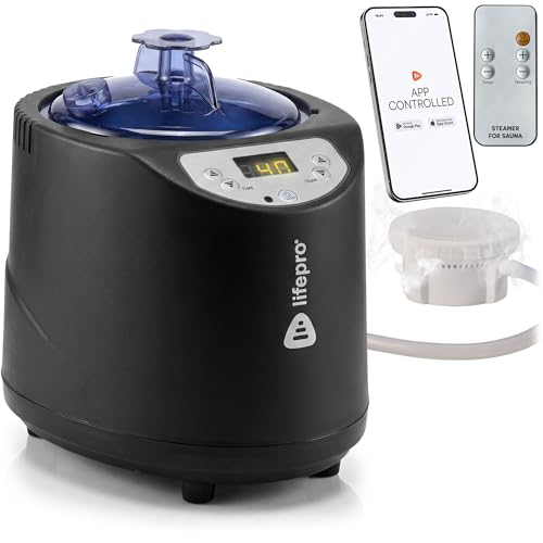 LifePro Sauna Steamer Machine 2.6L with Remote & App Control – 1200W Portable Steam Sauna Generator for Tent or Steam Room with Aromatherapy Diffuser & 15 Temperature Settings – Home Heat Therapy