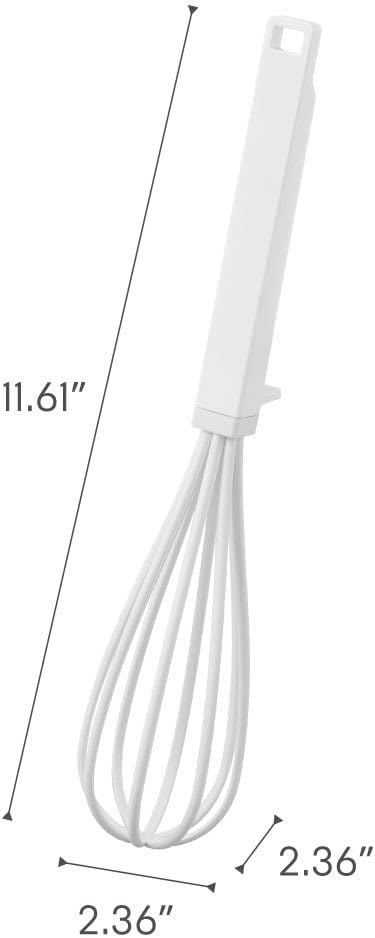 Yamazaki Home Tower Nylon Whisk With Silicone Handle - Scratch-Resistant, Hygienic, Dishwasher Safe - Silicone + Nylon