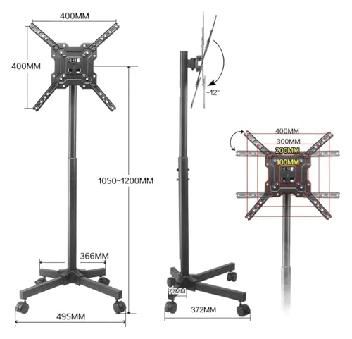 Soporte móvil para TV con ruedas y estante vertical miniatura 5
