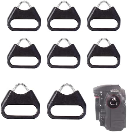 XINAZZIT 8PCS Camera Triangle Rings Hook Camera Alloy Split Ring Stainless Steel Camera Lug Ring Protector Cover Pad for Camera Shoulder Strap