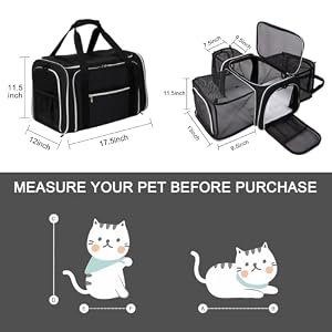 BAGLHER Cat Carrier BagAirline Approved Pet Carrier Soft Side Pet Travel 5 Sides Open Doors 3 Sides Expandable Foldable Dog Carrier with Fleece Pad