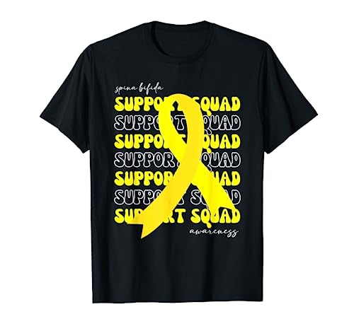 Supporto Squadra Spina Bifida Consapevolezza Nastro Giallo Fighter Maglietta