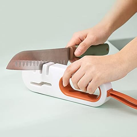 Upgraded Knife Sharpeners - 3 in 1 Kitchen Knives Sharpening Tool, Polish Blades Manual Knife Sharpener Works for Steel Knives Cover