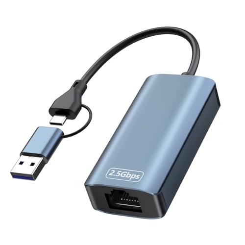 Obllemn Adaptateur USB vers Ethernet 2.5G, 2.5Gbps Adaptateur Ethernet USB C 100/1000/2500 Mbps, Adaptateur LAN pour MacBook Pro, iPad Pro, iPhone16 15, Windows, Linux