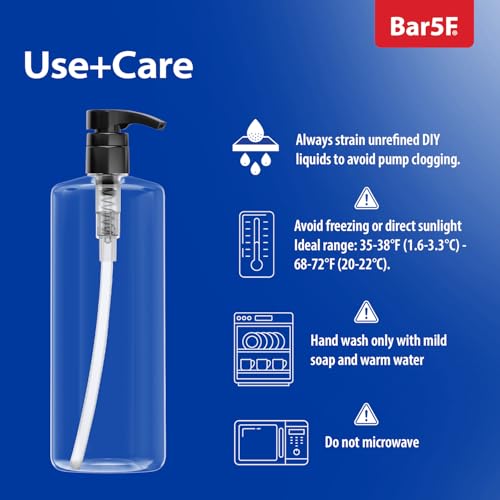 Bar5F Empty Shampoo Bottles with Pumps (2-Pack 32oz/1Liter/Large) BPA-Free PETE1 Plastic Bottle Crystal-Clear - Thumbnail 6