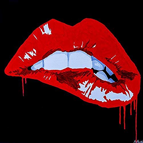 Buyartforless Sexy Kiss by PopArtQueen 12x12 Giclee Print Poster Lip Biting Sexy Pop Art