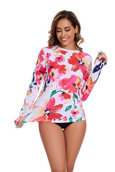 Rash Guard for Women UPF 50+ Long Sleeve Rashguard Shirt Sun Protection Quick Dry Swim Shirt No Bottoms&Bras2
