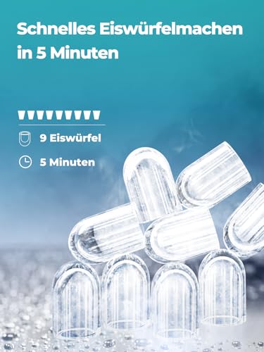 Foto von FOHERE Eismaschine 14 kg, 9 Würfel in 5 Min, Selbstreinigung
