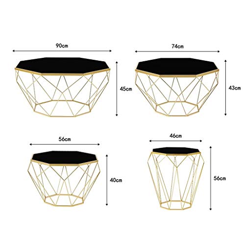 Njyt Modern Octagon Black Coffee Table For Small Apartment Living Room Balcony Decor Side Table With Tempered Glass And Metal Frame (Size : 90×90×45Cm) #TOP1
