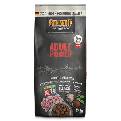 BELCANDO Adult Power [12,5 kg] Hundefutter | Trockenfutter für sehr aktive Hunde, Sporthunde & Zuchthündinnen | Alleinfuttermittel für ausgewachsene Hunde ab 1 Jahr