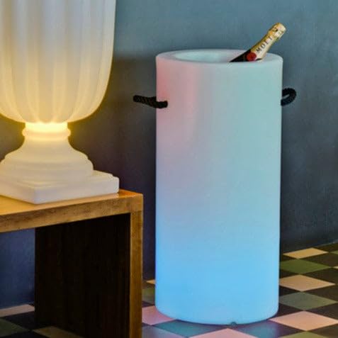 Moovere Botellero de Pie para Bar 70 cm Iluminada de Exterior IP65 Solar RGB Batería Moderna y Resistente de Hotel Restaurante para la Terraza, el Jardín