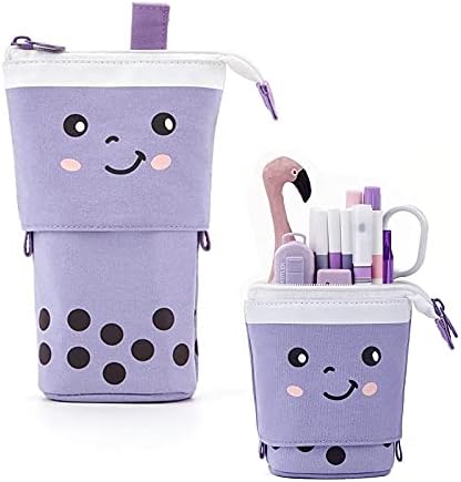 BECHOICEN Cute Pencil Case for Girls Adjustable Pink Pencil Case for Students Canvas Cosmetic Bags Small for Office Supplies. (Pink, 1pcs)