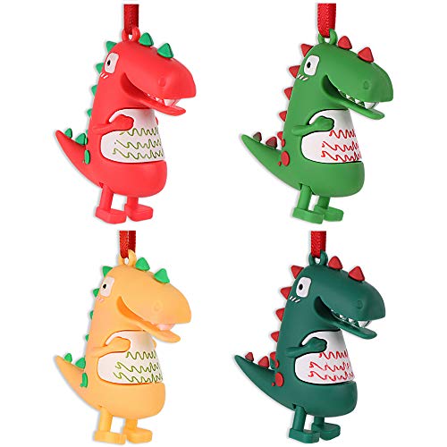 SICOHOME - Adornos navideños de dinosaurio para niños, 4 paquetes de adornos para árboles de Navidad