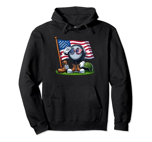 Salute Hockey American USA Flag Memorial Day 4th of July Pullover Hoodie
