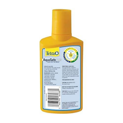 Image of Tetra AquaSafe Plus, 8.45 Ounces, aquarium Water Conditioner And Dechlorinator, Model Number: 46798162681