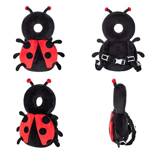Image of Baby Head Back Protector Backpack Toddler Safety Protector Cushion Pad Soft, Adjustable and Lightweight Design for Safe Walking and Crawling Toddlers Girls and Boys(Ladybug)