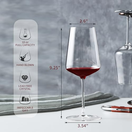 CnSneg Wine Glasses Set of 4, Hand Blown Wine Glass 18 OZ, Crystal White/Red Wine Glasses, Unique Wedding Gift — view 2