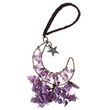 NOLITOY 紫水晶ムーンクリスタル車用吊り飾り 女性向けユニークな車内装飾 オートバイ用壁掛け 窓飾り バッグチャームにも適した手作りク