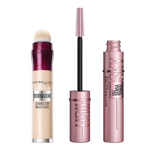 Maybelline New York, Kit de maquillaje: Máscara de pestañas Lash Sensational Sky High + Borrador Corrector Multiusos 00 Ivory