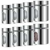 8 Pcs Stainless Steel Canister Set 20 Oz Food Storage Jars Stainless Steel Airtight Food Storage Canisters with Lids and CLear Window, Kitchen Canisters for Coffee Sugar Tea Candy Flour Spices