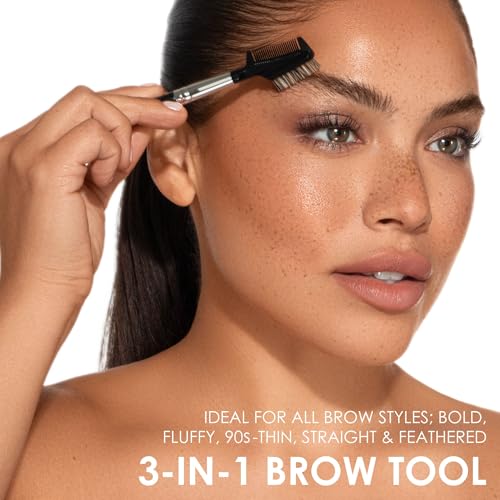 JAPONESQUE Brow & Lash Shaper with 3 Different Spoolie Brushes, for Separating Lashes, Eliminating Mascara Clumps, and Grooming and Shaping Brows