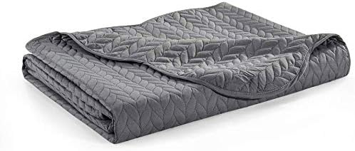 MOONLIGHT20015 Quilted Bedspread Throw King 106" x 96" with 2 Pillow Shams for Bedroom Decor Reversible Coverlet Embossed Quilt Bedspread with Matt Finish (Grey, King)