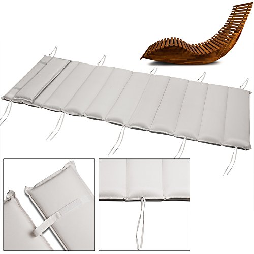 Casaria® Sonnenliege Holz inkl. Auflage Creme Wetterfest Klappbar Gartenliege Ergonomisch 160kg Belastbarkeit FSC®-Zertifiziert Liege Balkon Garten 195x60cm